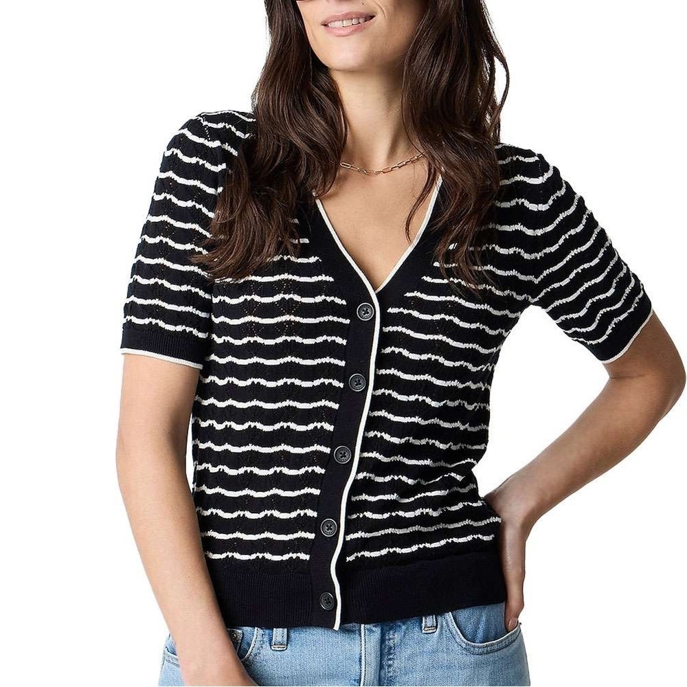 J crew Short-sleeve pointelle V-neck cardigan sweater